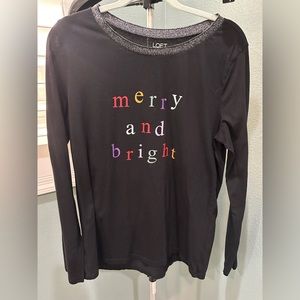 Loft Outlet Black Large TShirt Long Sleeves